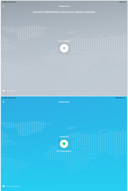 Global Protect disconnected page on top of global protect connected page