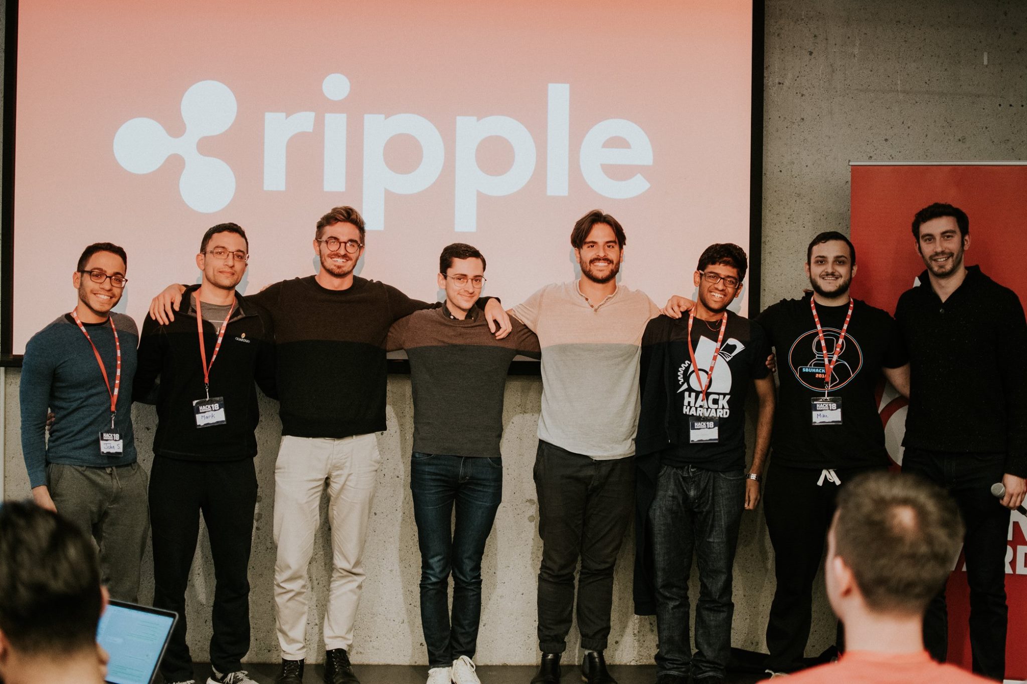 The HackHarvard team; Michael Rizoo is second from right. Photo credit: HackHarvard, Facebook