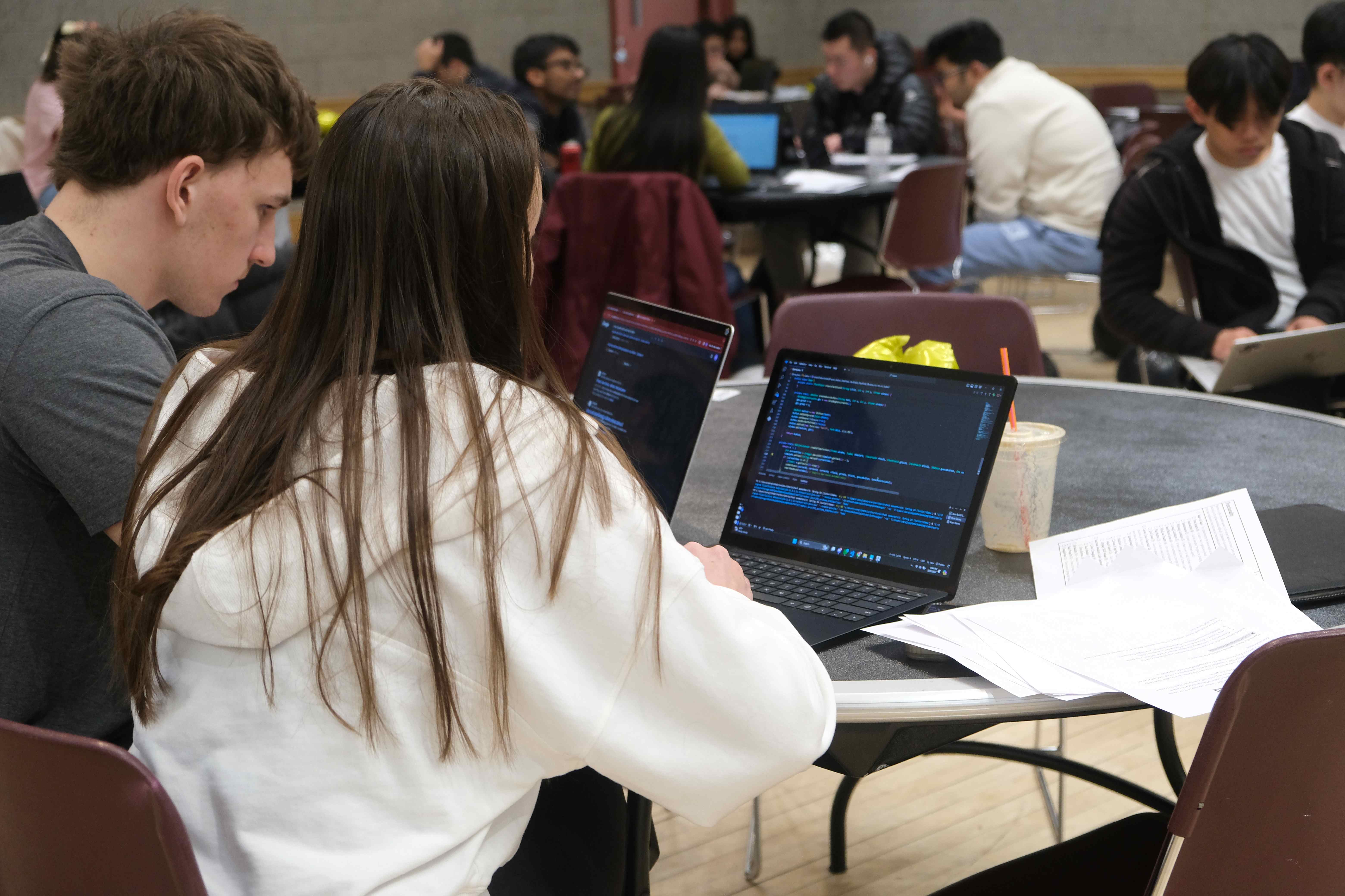 Students are working together at Geek Games Students are working together at Geek Games