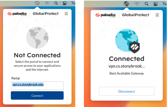 not connected and connected page side by side