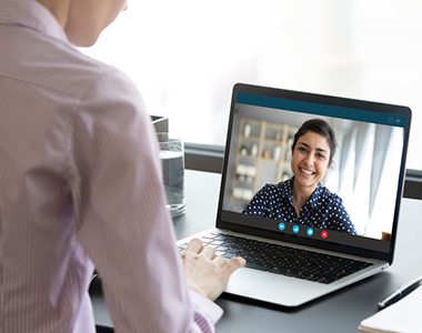 Student participates in online interview. fizkes/Shutterstock:.com